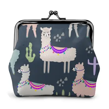 

OLN Women Coin Purse Card Holder Wallet Llama And Cactus Metal Frame Change Purse For Girls Small lipstick Coin Bag