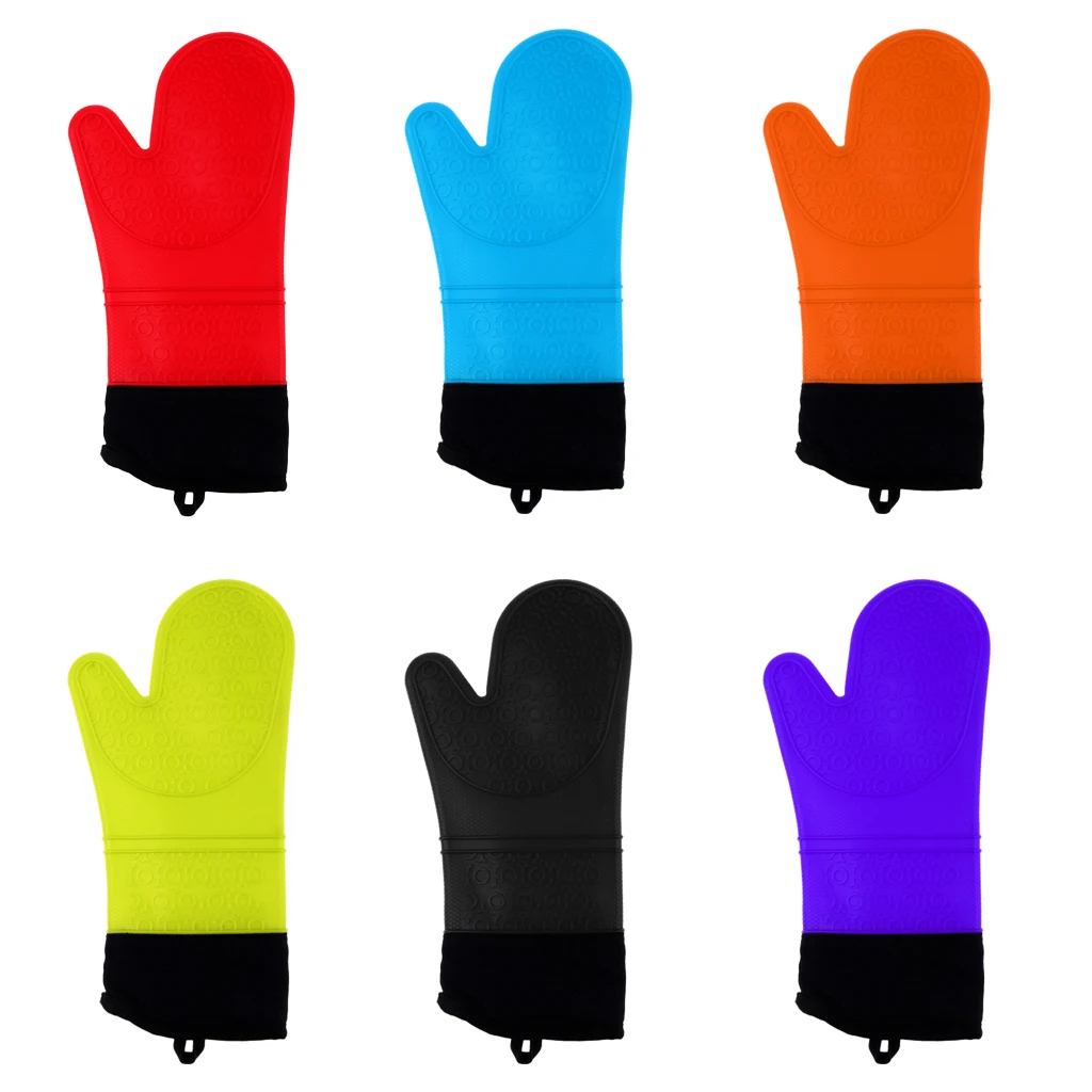 

Silicone Cooking Gloves Heat Resistant Oven Mitts for BBQ Barbecue Fishing Backpacking Long Waterproof Non-Slip Potholder