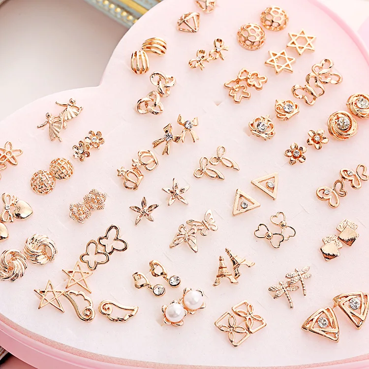 

E2232 New Style Ear Stud Korean-style Stud 36 Pairs of Boxed Fashion Women's Small Jewelry Stall Supply