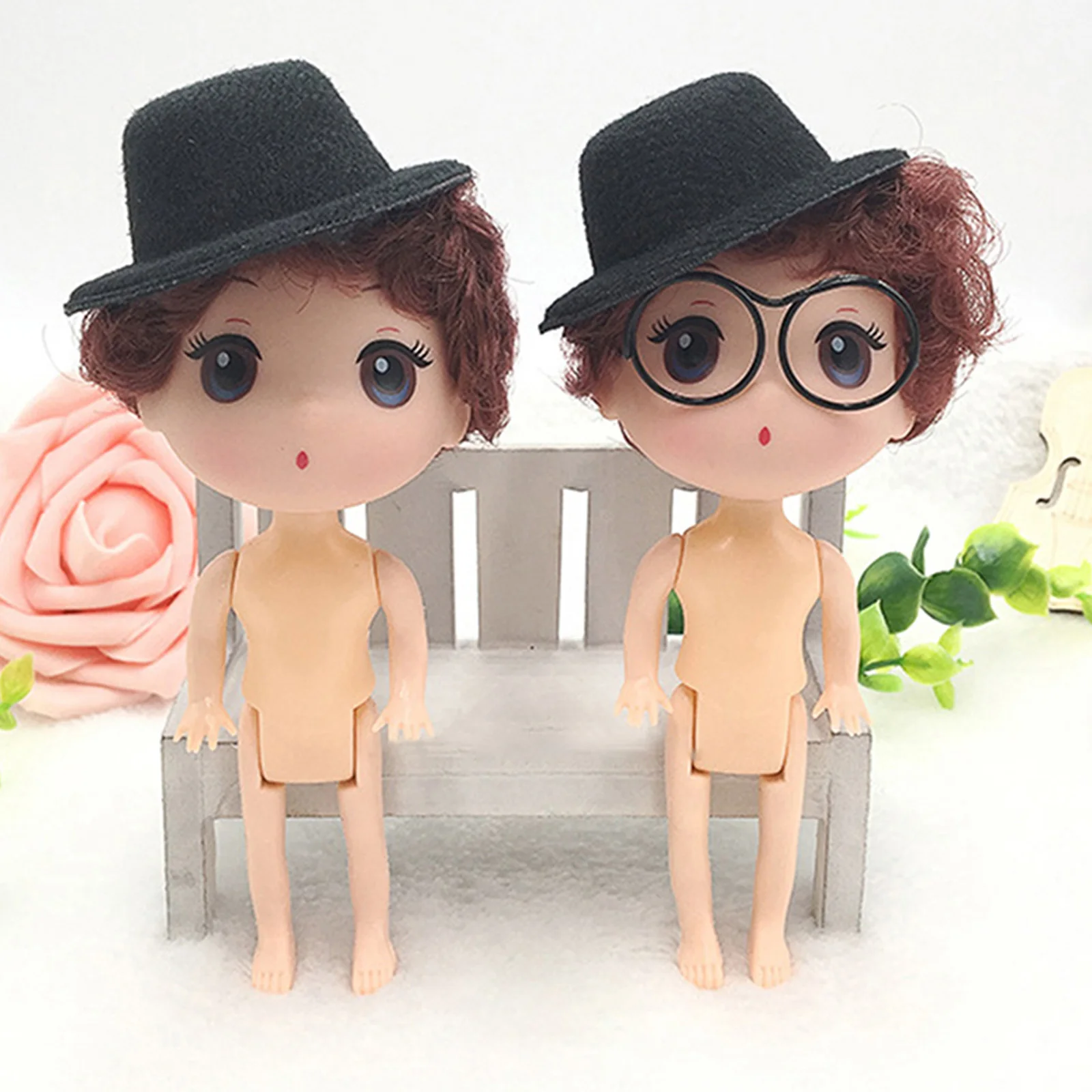 5PCS Plush Doll Glasses Accessories Cool Stuff Fashion Round Frame Lensless Retro DIY Toys For Children,Duck Dolls Accessories