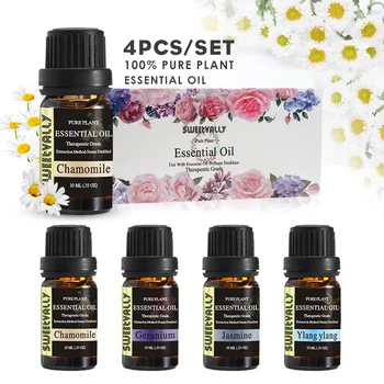 

4pcs Essential Oils Chamomile Geranium Jasmine Ylang Ylang Essential Oils Pure Aroma Oil for Diffuser Help Sleep Fragrance Oil