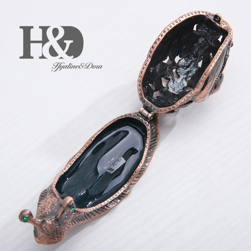 H& D драгоценный камень Ювелирная фигурка улитки безделушки коробки шарнирные эмалированные животные ювелирные изделия Коллекционная коробка Рождественское украшение орнамент для дома