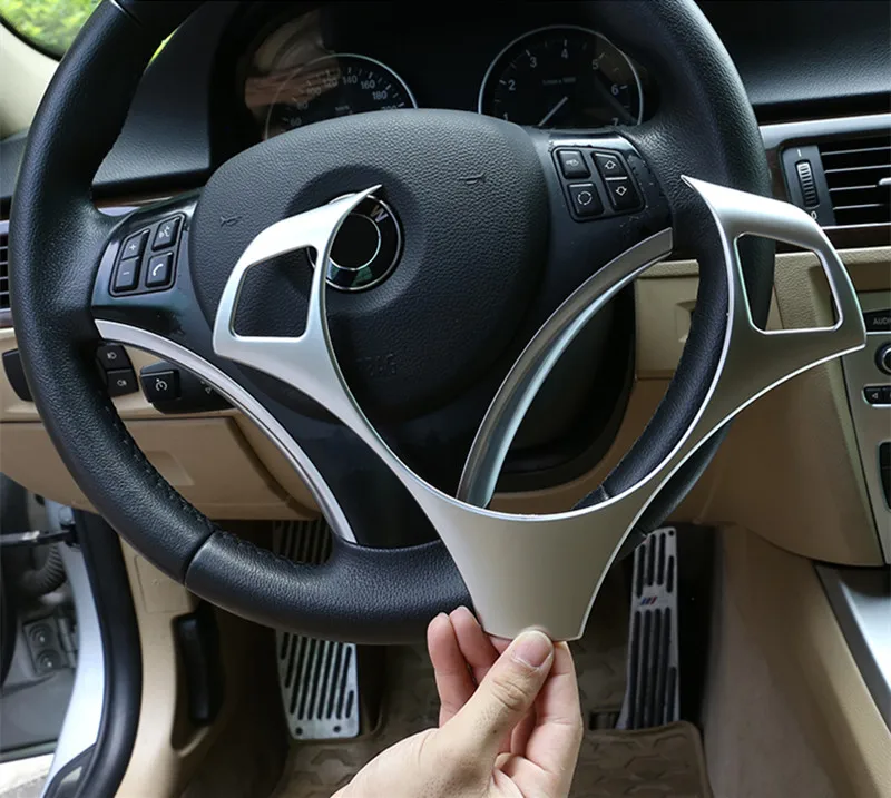 Автомобильный Стайлинг, декоративная рамка для руля, накладка из углеродного волокна, цветная наклейка для BMW 3 серии E90, аксессуары для интерьера