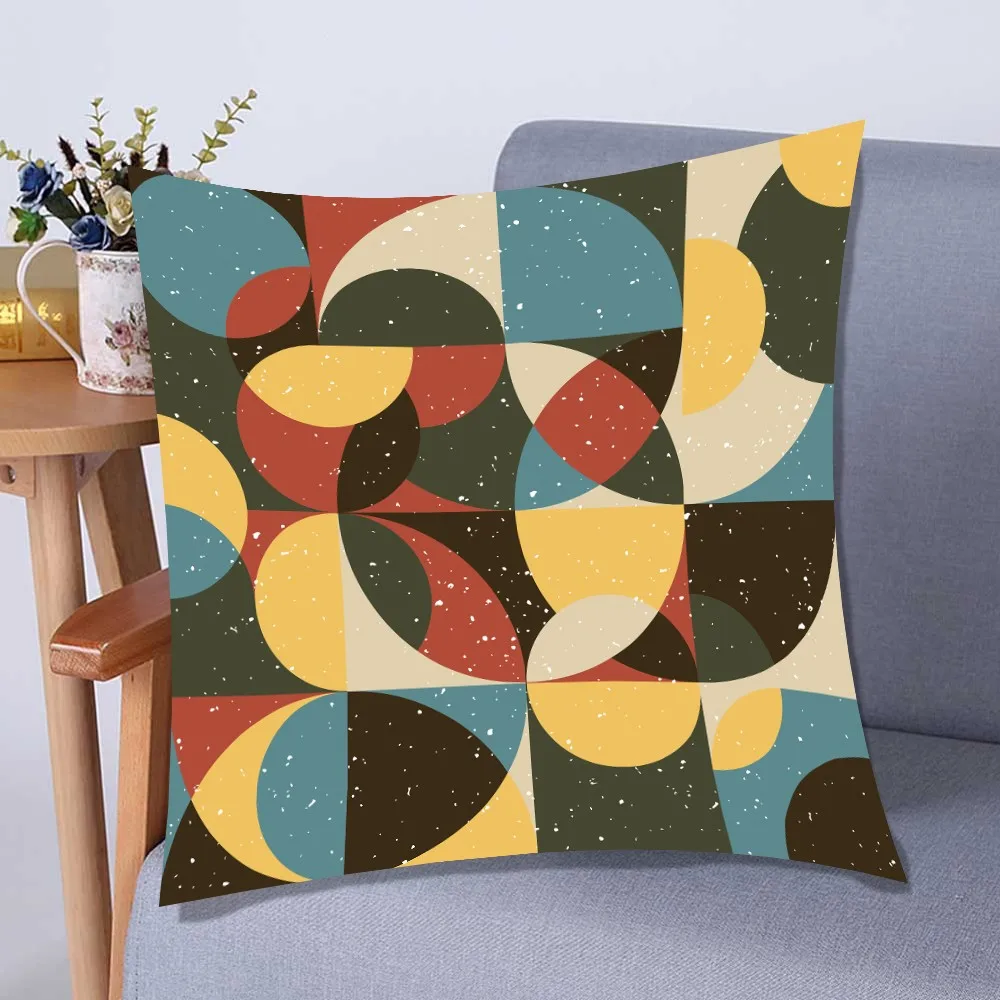 

2 Pieces Geometric Patterns Pillowcase Modern Style Polyester Cushion Cover for Room Sofa Office,Square Throw Pillow Covers