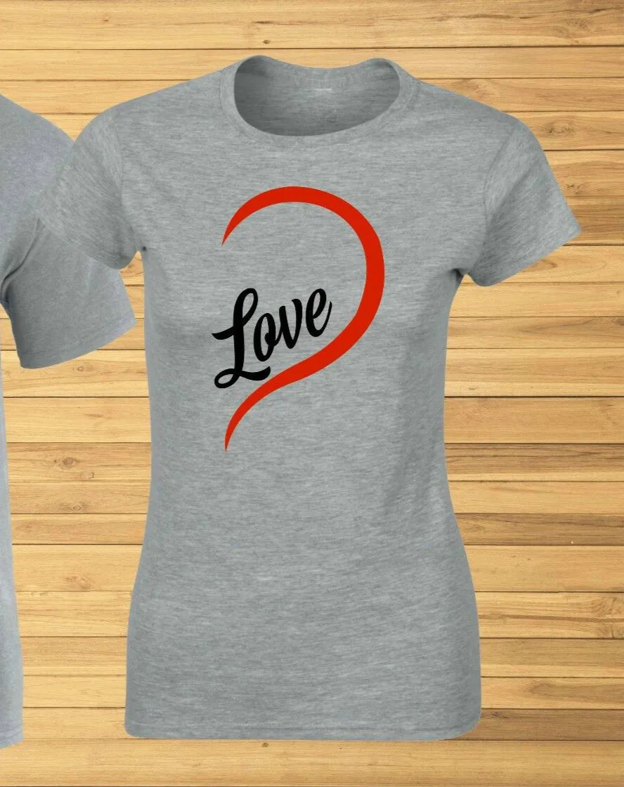 Парные одинаковые футболки с надписью «One Love Heart»; подарок на Рождество и свадьбу; футболка - Цвет: WOMENS GRAY