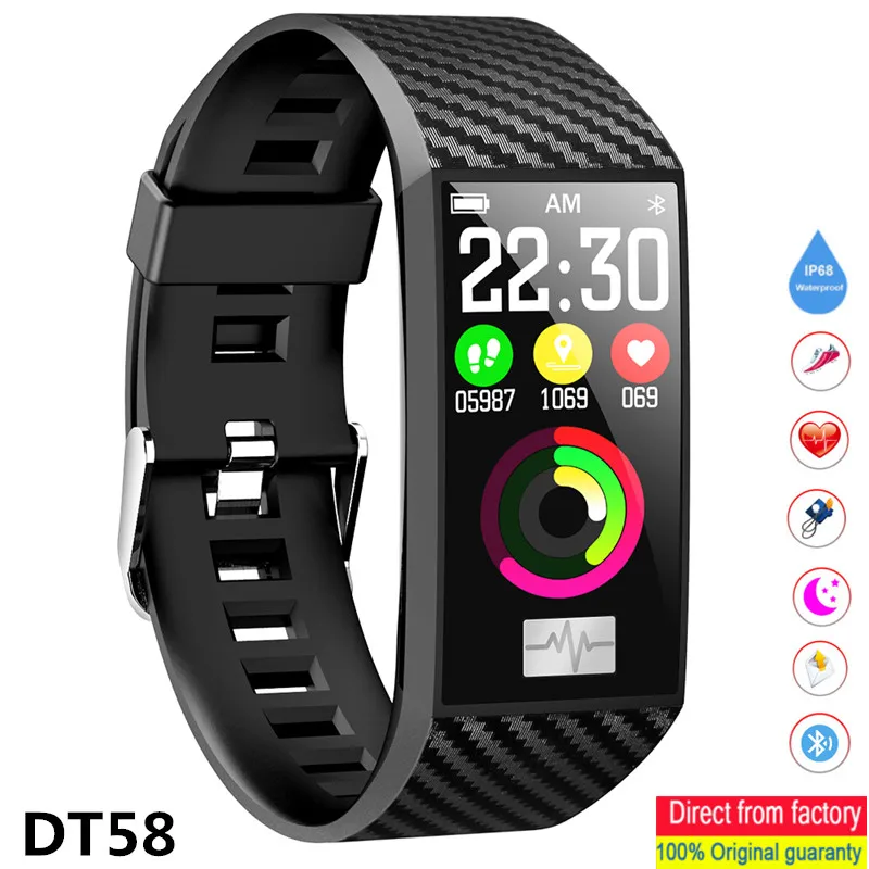 

DT58 New Smart Band IP68 Waterproof Heart Rate Measurement 1.14 Inch IPS Large Screen Smart Watch for Android IOS Smart Bracelet