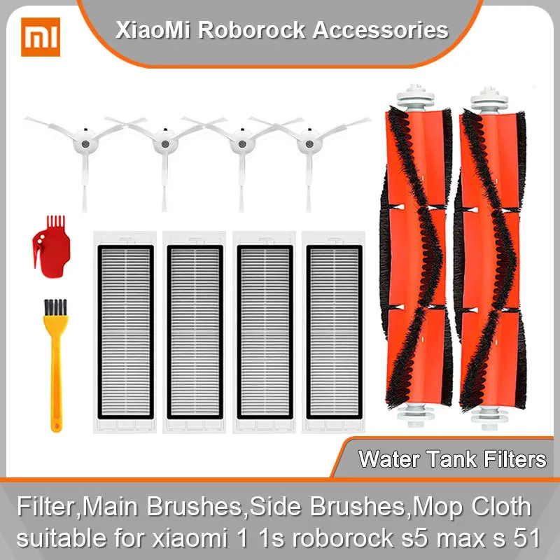 Main Brush HEPA Filter Side Brush Washable Mop Cloth For XiaoMi Roborock S5 MAX S6 Pure