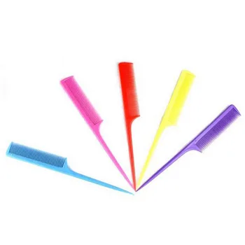 

Random Color Fine-tooth Mini Portable Plastic Heat Resistant Salon Hairdressers Anti-static Rat Tail Comb Hair Styling Tool