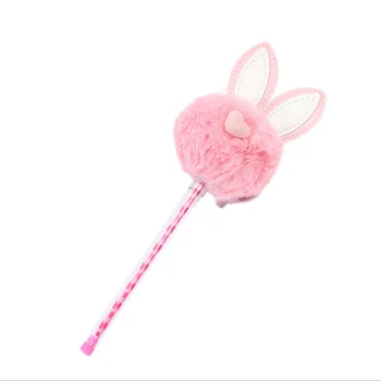 

Cartoon Pink Rabbit fluffy Cute Kawaii Gift Gel Pen Stationery Office School Supply creative sweet pretty lovely funny Bunny