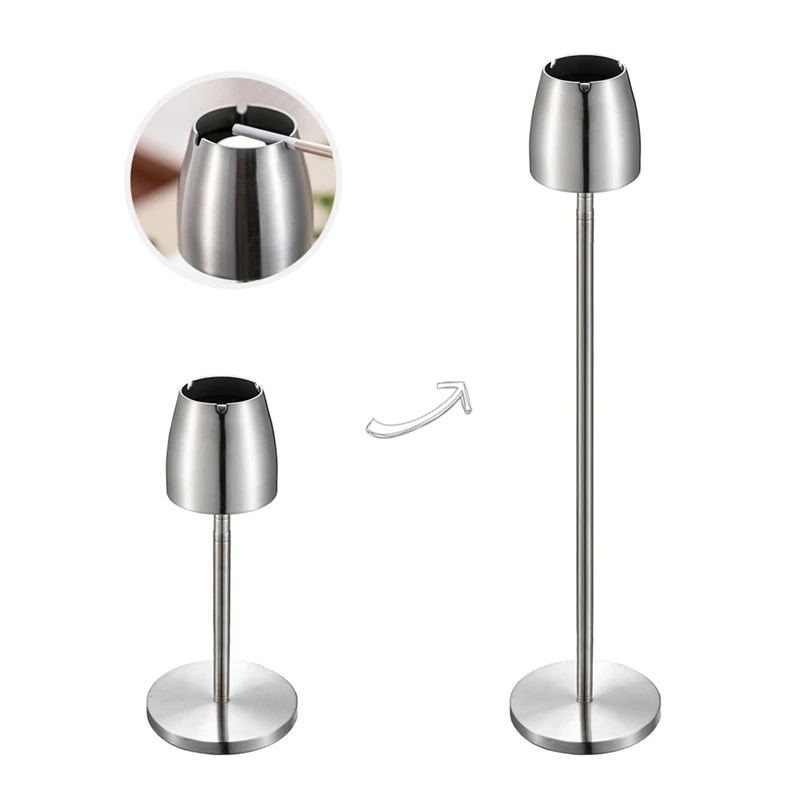 HLZS-Stainless Steel Telescopic Ashtray Floor Standing Ash Tray Ashtray Portable Metal Large Windproof Ashtray Smoking Accessori