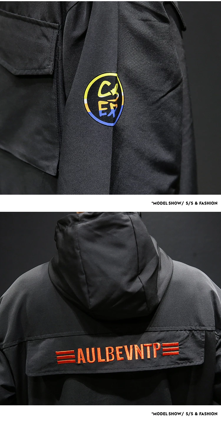 New Workwear jacket men's pilot hooded jacket Spring and autumn baseball uniform tide card loose Pullover front pocket coat male