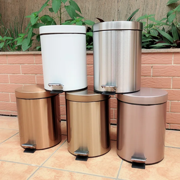 

Household Living Room Circle Pedal with Lid Storage Garbage Can Commodity a Generation of Fat Stainless Steel Trash Can
