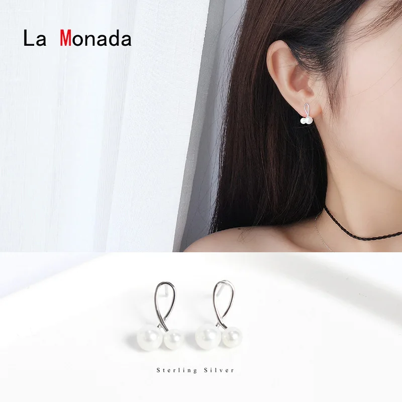 La Monada классические Крошечные круглые жемчужные серьги-гвоздики Настоящее