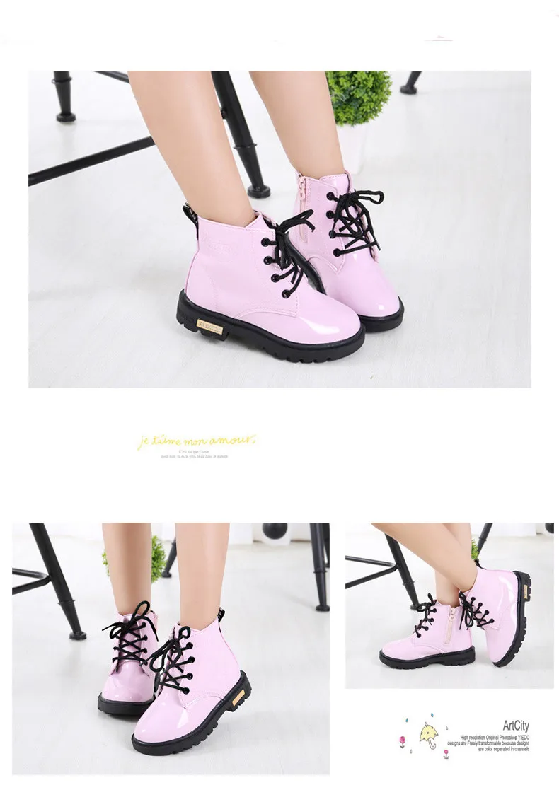 Kids Shoes girls Boys PU Leather Lace Up High Children Sneakers girl Baby Shoes Sport Autumn Winter Children Shoes
