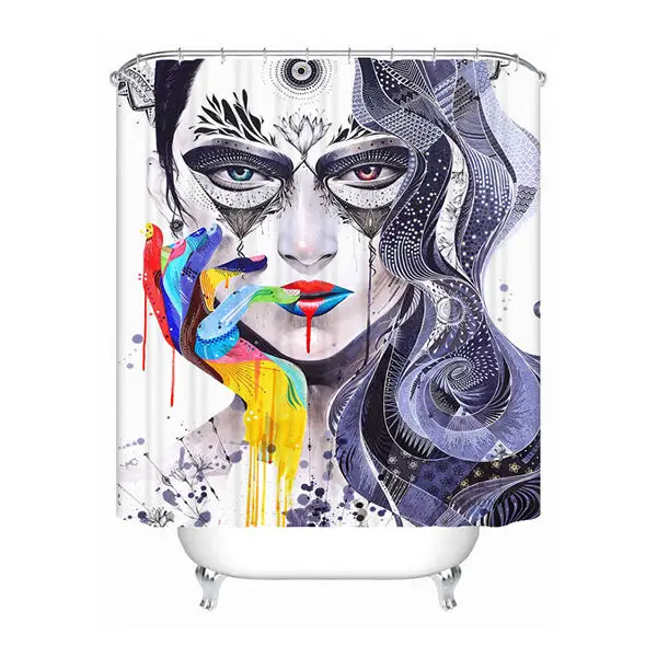 Shower Curtain Индивидуальный макияж девушка Душ Ванна занавес для ванной комнаты Mildewproof водонепроницаемый полиэстер различных размеров#0421-21-43 - Цвет: Shower Curtain