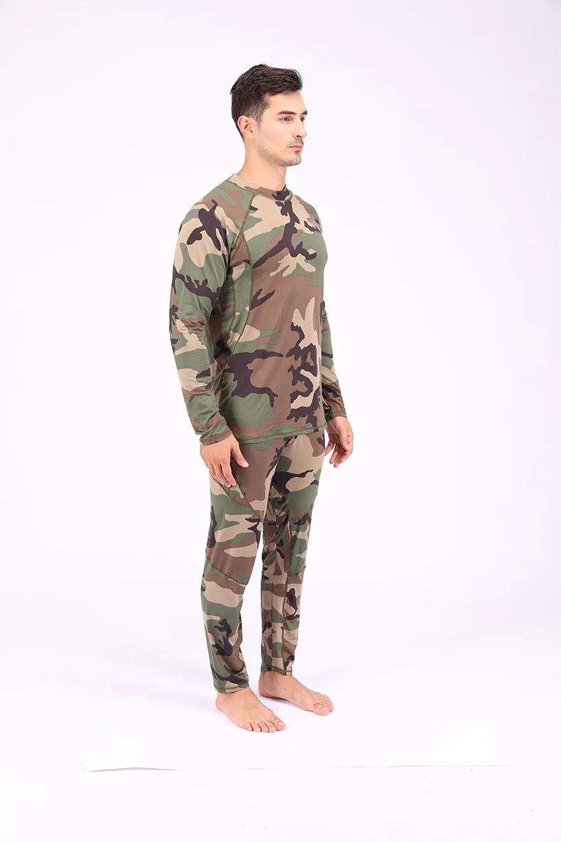 fruit of the loom long johns New Men's Camouflage Winter Thermal Underwear Male Home Underwear Set Wool Breathable Comfortable Fast Drying Thermal Long Johns cotton long johns