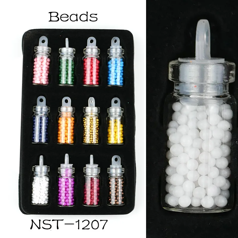 FlorVida 48pcs KIt Nail Art Decorations Acrylic Vial Mix Rhinestone Beads Glitter Sequins Nail Decorations Set Design for Nails - Цвет: 12pcs 07