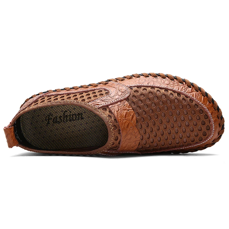 Brand New Summer Men Casual shoes Breathable Mesh cloth Loafers Soft Flats Sandals Handmade Male Driving shoes Large size 38-50 - Image 5