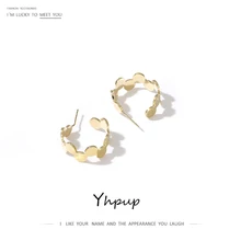 Yhpup индивидуальные серьги-клипсы медные 16 к серьги Золотой неровный геометрический минималистичный массивные серьги для женщин Офис Новинка