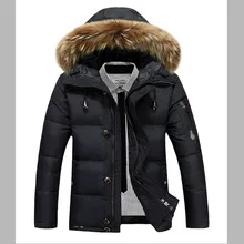 40 Цельсия гусиный пуховик Мужская зимняя куртка Настоящий скорпион меховой воротник с капюшоном наружное Мужское пальто высокое качество