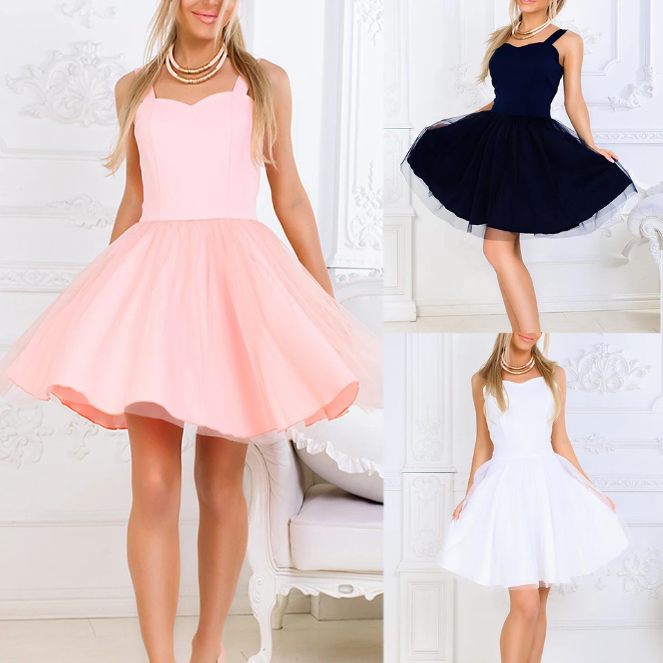 Short Women Dresses Solid Color Elegant 