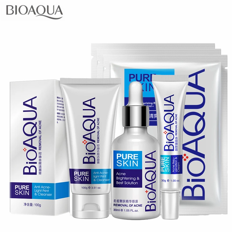 Reducido BIOAQUA-tratamiento blanqueador de poros, Gel antiacné, cicatrices y puntos negros, hidratante, conjunto para cuidado del rostro, 6 uds. rZKmZDXnR