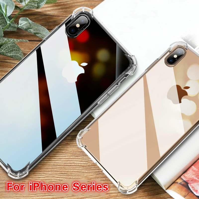 

Shockproof Bumper Transparent Silicone Phone Case For iPhone X XS XR XS Max 8 7 6 6S Plus Clear protection Back Cover 100pcs