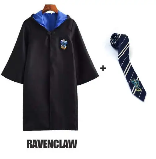 Косплей Костюм Гриффиндора ожерелье Поттер Haloween костюмы Гермионы школьная форма Ravenclaw Hufflepuff Слизерин халат шарф - Цвет: Ravenclaw and Tie 1