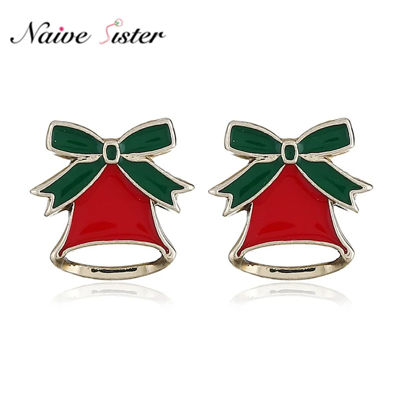 

Girls Cute Small Bell Shape Stud Earring Fashion Women Christmas Gift Happy New Year Jewelry Red Yellow Earings for Female Teens
