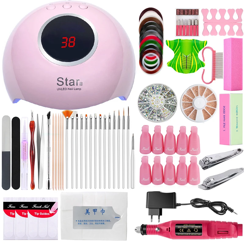 

36W Manicure Set Nail UV LED Lamp Dryer Nail Kit Gel Polish Remover Pedicure Set Strong Nail Drill Machine File Nail Art Tools