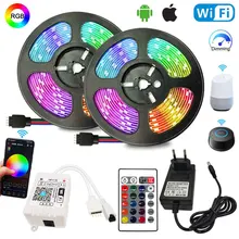 Цветная (RGB) Светодиодные ленты s 12V 20 м, поводок со светодиодными лампочками для комнаты 5 м 10 м 15 м, Wi-Fi, Bluetooth, смарт-лента Luces RGB ленты Светодиод...