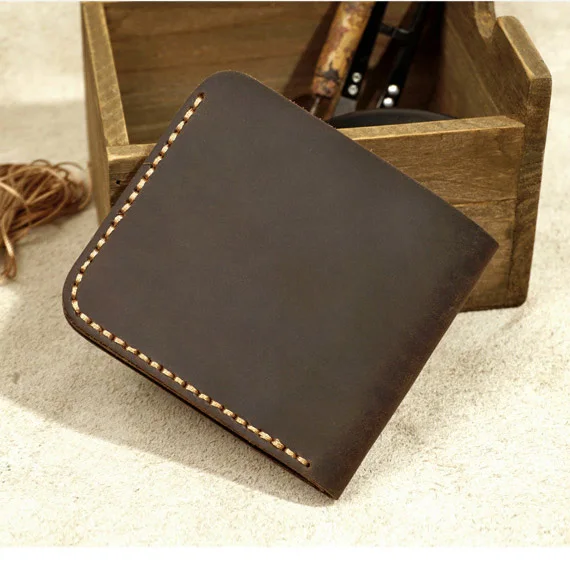 Top Genuine Leather Men's Wallet Retro Handmade Wallet for Men Durable Real Leather portfel male cartera hombre Purse for men 3