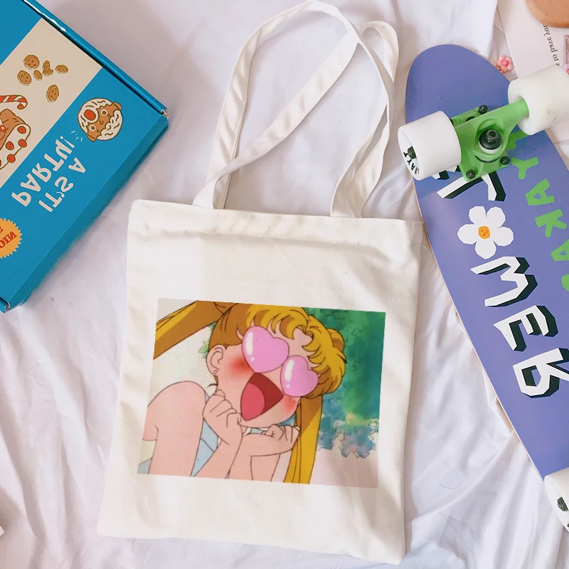 Сейлор Мун милый большой мультяшный принт ins шикарный Забавный женский холщовый