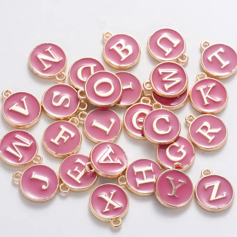 26 Round Golden Enamel English Alphabet Charms Multi-color Capital Letters Alloy Charm Jewelry DIY Accessories Wholesale | Украшения и