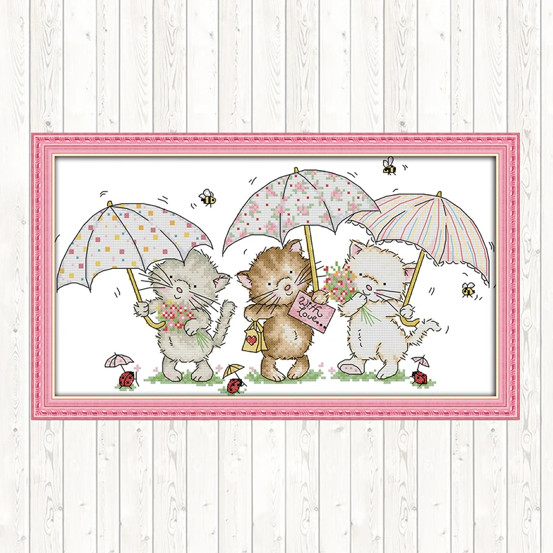 

The Three Little Kittens DIY Needlework Crafts Patterns Cross Stitch Kits Home Decor Cotton Thread Embroidery Needlework Sets