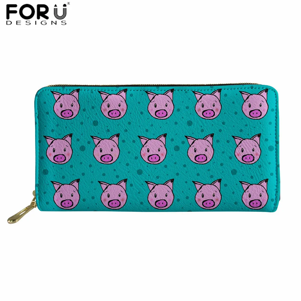 FORUDESIGNS/Kawaii Волшебные кошельки для женщин-подростков, для девочек, с рисунком поросенка, модный кожаный кошелек, женские дорожные держатели для карт