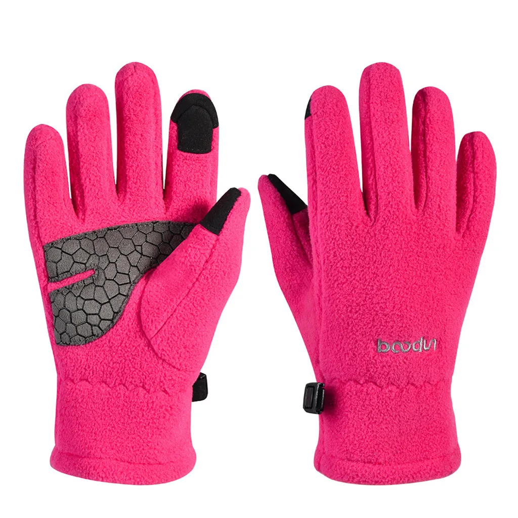 Велосипедные перчатки зимние теплые спортивные уличные детские велосипедные перчатки для мужчин и женщин Нескользящие толстые теплые перчатки с сенсорным экраном - Цвет: 4