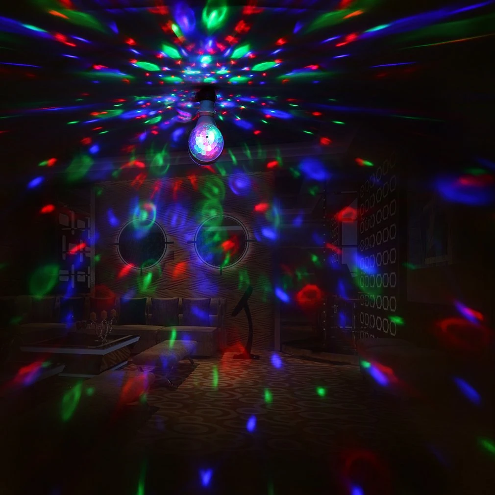 LED 6W Rotating Bulb Light with Dual Head Magic Stage Disco Lamp Rotating Double-headed LED Colorful Stage Light