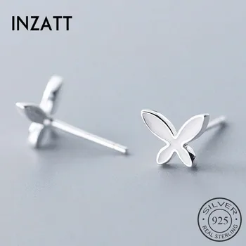 

INZATT Real 925 Sterling Silver Geometric Stud Earrings For Fashion Woman Cute Fine Jewelry MInimalist Accessories Gift
