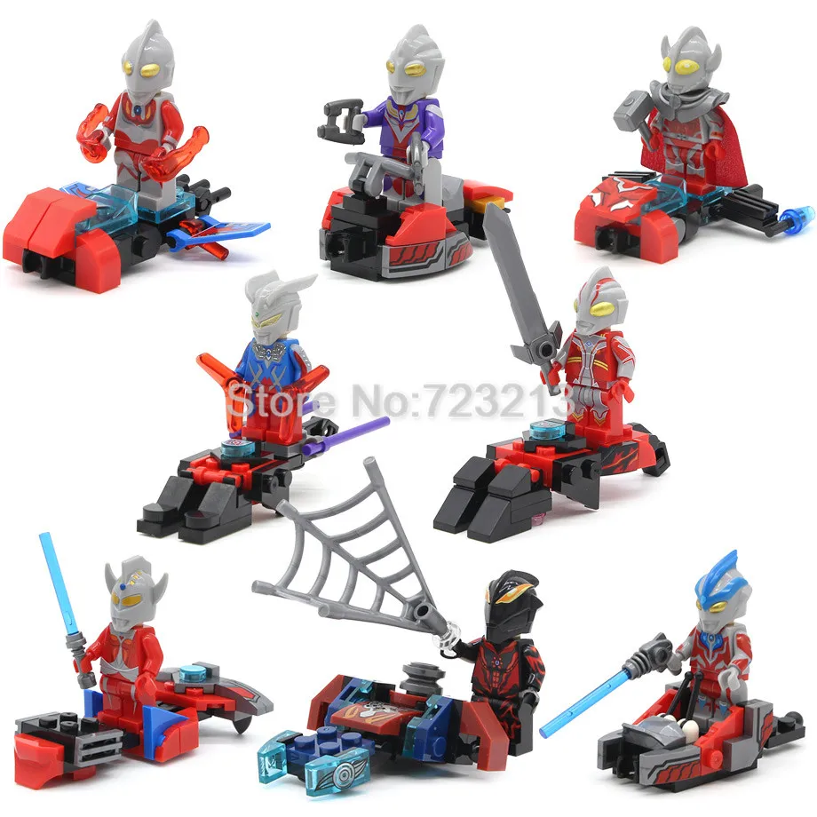 

UItraman Brothers 8in1 Figure Set Zoffy UItra Man Seven Jack Ace Taro Leo Astra Cartoon Building Block Models Bricks Kits Toys