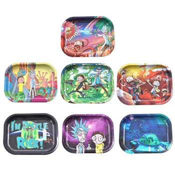 

Rick & Morty Design Smoke Tobacco Metal Rolling Tray Cigarette Container Tobacco Grinder Storage for DIY Smoking Grinder