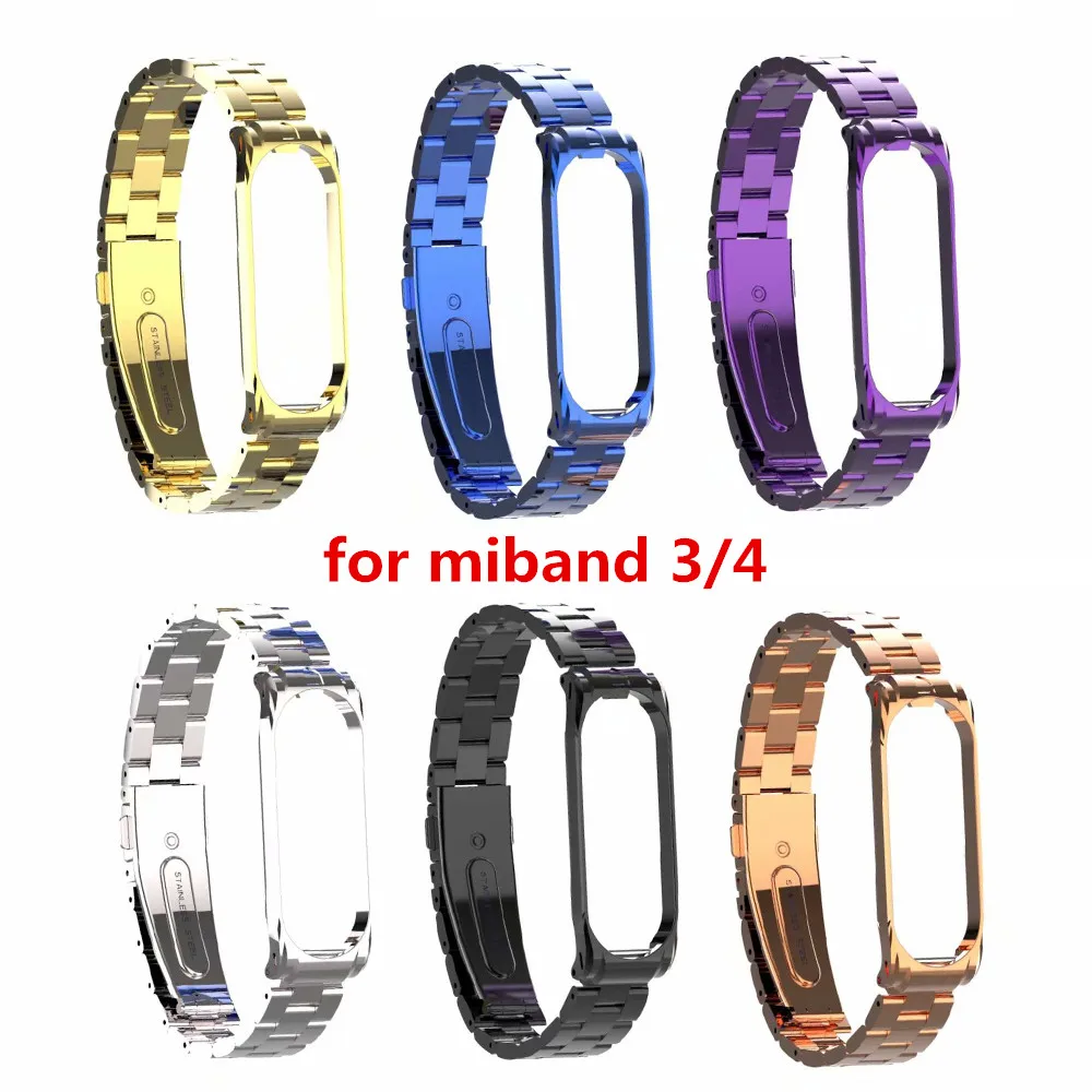 Ремешок из нержавеющей стали для xiaomi mi band 4 3 металлический ремешок часов умный