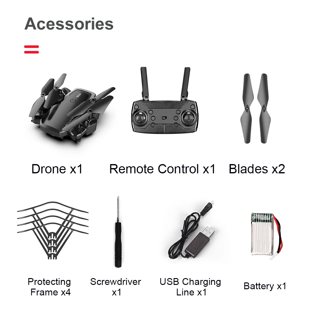 F85 RC Drone WIFI FPV 4K HD Wide-Angle Camera Dual Camera RC Quadcopter Foldable Portable WiFi Drones Red and Black RC Drone