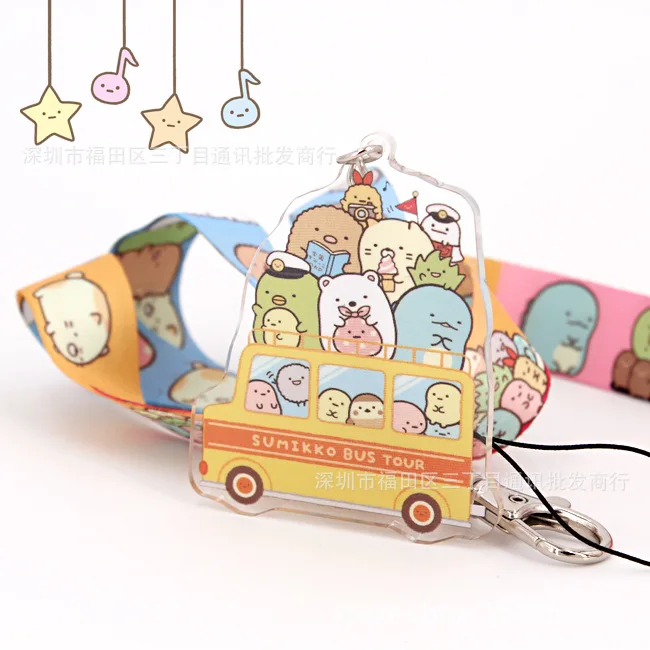 Sumikko Gurashi мультяшный шнурок с подвеской милый шейный ремешок для удостоверения личности держатель значка унисекс косплей реквизит талисманы безделушки подарок