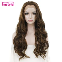 Imstyle коричневый парик синтетические волосы на кружеве парики с крутыми локонами для женщин высокотемпературные волокна волос 24 дюйма часть косплей парик