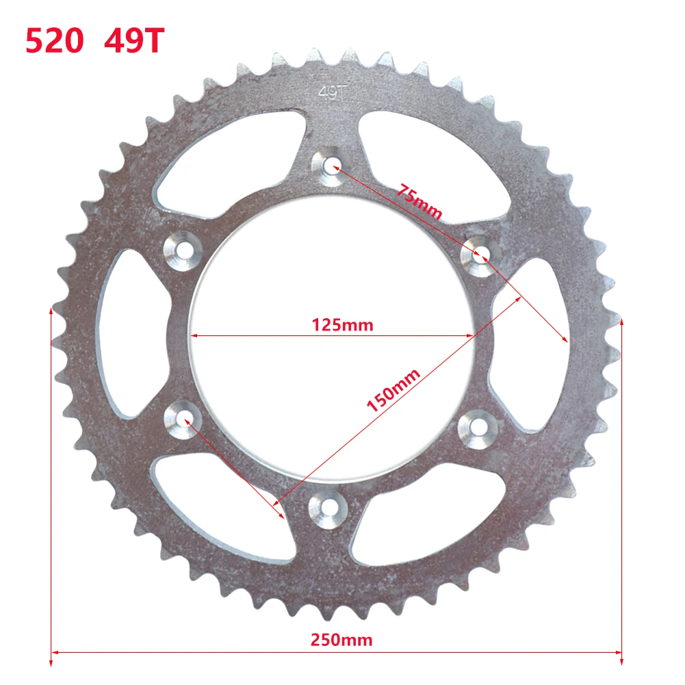 High Quality 520 49tooth 49T Rear Sprocket Chain for ATV Quad Pit Dirt Bike Buggy Go Kart Motorcycle Accessories