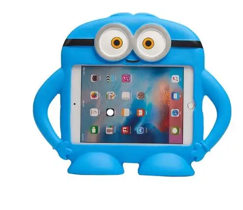 Синий Для ipad mini 4 Mini 5 детский противоударный мультяшный EVA пенопластовый чехол для ipad mini 1 2 3 детский чехол для планшета ручка подставка корпус+ ручка - Цвет: Синий