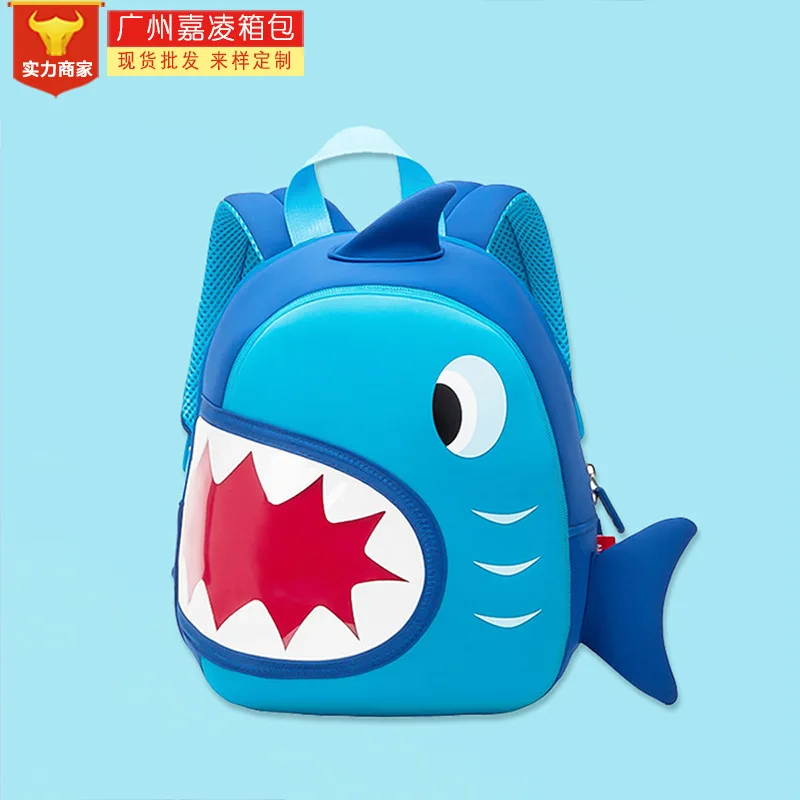  Free Printed Words Printed Kindergarten Logo NOHOO Shark Backpack Blue Shoulder Children Cute Carto - 4000212987982