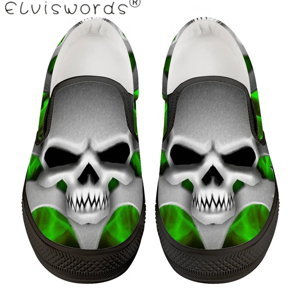 ElVISWORDS/Новинка; обувь для отдыха с принтом «сахарный череп»; Мужская обувь; цвет черный, белый; сезон весна; Уличная обувь без шнуровки; кроссовки; модные Лоферы для мальчиков - Цвет: HMP333Z68