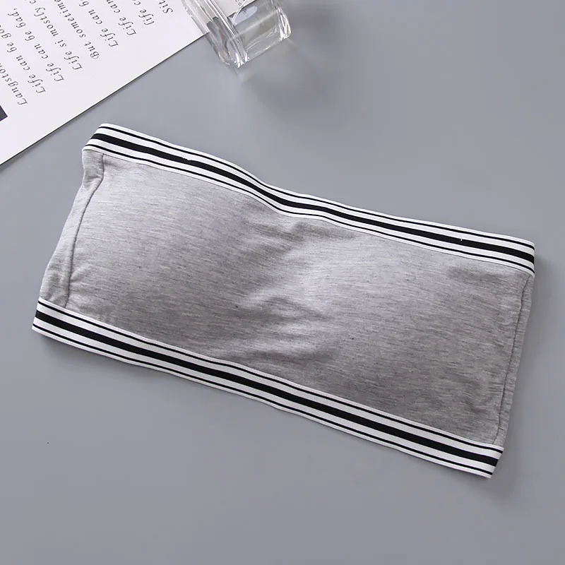 One-piece tube top bra wrapped chest strapless anti-glare underwear with chest pad girl bra girl underwear comfortable